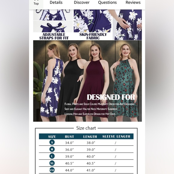 Maternity Halter Neck Dress Bhome Casual Sleeveless Knee Length Sundress - Picture 2 of 4